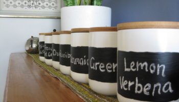 candle canisters repurposed for loose leaf tea